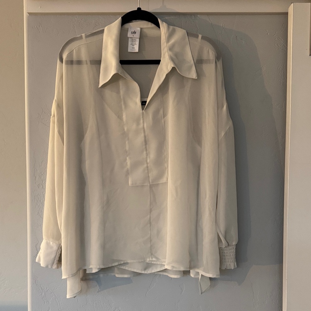 CAbi Cream Sheer Blouse